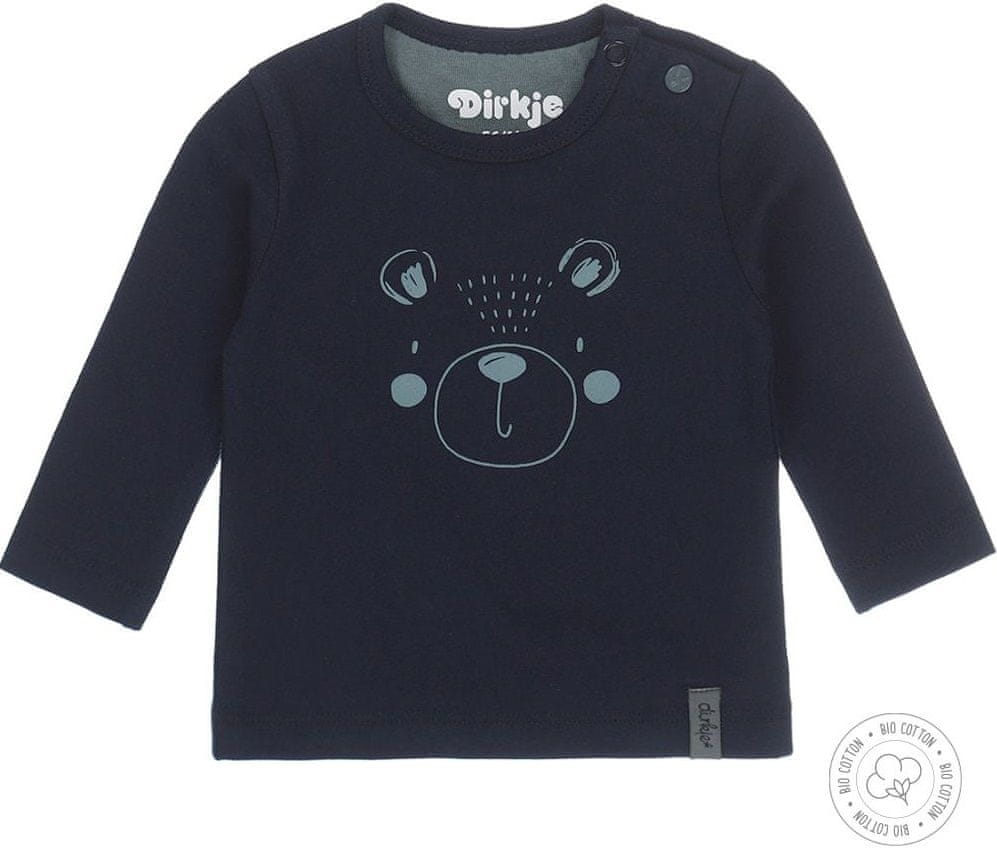 Dirkje chlapčenské tričko s medvedíkom z bio bavlny WDB0210 tmavomodré 80
